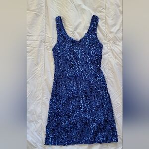 Blue sequence dress sz sm